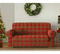 Copridivano Elasticizzato Tartan Scozzese Natalizio Natale In Morbido Tessuto