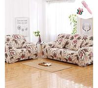 Copridivano Elasticizzato Tre Due posti con Penisola, Morbuy Beige Senza Braccili Fodera Copridivani Universale Divano con Corda Fissa Sofa Protettore Copertura Divano (3 posti,Peonia)