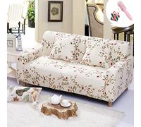 Copridivano Elasticizzato Tre Due posti con Penisola, Morbuy Beige Senza Braccili Fodera Copridivani Universale Divano con Corda Fissa Sofa Protettore Copertura Divano (3 posti,Fiore Rosso)