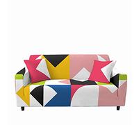Copridivano Elastico 1/2/3/4 Posti, Chickw11 Moda 3D Geometria Patchwork Stampa Copridivano Protettore Universale Braccioli Sofa Ideale per Poltrone Mobili Copridivano (Multicolore,4 Posti)