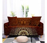 Copridivano Elastico 1/2/3/4 Posti, Chickw11 Moda Colore 3D Mandala Bronzing Stile Copridivano Protettore Universale Braccioli Sofa Ideale per Poltrone Mobili Copridivano (Marrone,2 Posti)