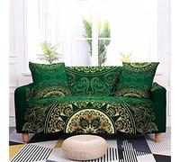 Copridivano Elastico 1/2/3/4 Posti, Chickw11 Moda Colore 3D Mandala Bronzing Stile Copridivano Protettore Universale Braccioli Sofa Ideale per Poltrone Mobili Copridivano (Verde,2 Posti)