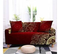 Copridivano Elastico 1/2/3/4 Posti, Chickw11 Moda Colore 3D Mandala Bronzing Stile Copridivano Protettore Universale Braccioli Sofa Ideale per Poltrone Mobili Copridivano (Rosso,3 Posti)
