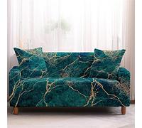 Copridivano Elastico 1/2/3/4 Posti, Chickw11 Moda Colore 3D Marmo Stampa Nordico Copridivano Protettore Universale Braccioli Sofa Ideale per Poltrone Mobili Copridivano (verde giada,4 Posti)