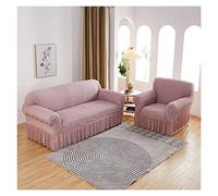 Copridivano elastico a forma di L con gonna - Fodera antigraffio per divano a 1/2/3/4 posti - regolabile ed elegante protezione cuscino rosa per soggiorno