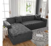 Copridivano elastico con motivo a foglie, elasticizzato, resistente ai graffi, adatto per divani a 1, 2, 3, 4 posti (grigio antracite B B 4 posti 230 300 cm)