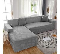 Copridivano elastico con penisola da 1 2 3 4 posti, resistente ai graffi, per divani reclinabili, colore grigio freddo, adatto a 2 posti da 145 a 185 cm, motivo foglia d'acero