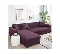 Copridivano elastico per divano a 4 posti, elasticizzato per divano a forma di L, tinta unita, in tessuto di poliestere resistente viola rosso per la decorazione della casa