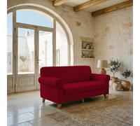 Copridivano FASHIONABLE Estensibile da 120 a 160 cm - Salvadivano Elasticizzato in Poliestere, Cotone ed Elastan, Protezione Divano 2 Posti - BORDEAUX