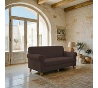 Copridivano FASHIONABLE Estensibile da 120 a 160 cm - Salvadivano Elasticizzato in Poliestere, Cotone ed Elastan, Protezione Divano 2 Posti - MARRONE