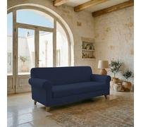 Copridivano FASHIONABLE Estensibile da 170 a 230 cm - Salvadivano Elasticizzato in Poliestere, Cotone ed Elastan, Protezione Divano 3 Posti - BLU SCURO