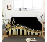 Copridivano Fodera Copridivani Note di musica e pianoforte Copridivano Elastico 1/2/3/4 Posti, Copridivano Protettore Universale Braccioli Sofa Ideale per Poltrone Mobili Copridivano