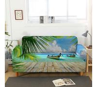 Copridivano Fodera Copridivani Vista sul mare e foglie di palma Copridivano Elastico 1/2/3/4 Posti, Copridivano Protettore Universale Braccioli Sofa Ideale per Poltrone Mobili Copridivano