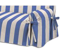 Copridivano Fodera Telo Protezione Divano Con Laccetti Fiocco Dis Riga Larga Blu