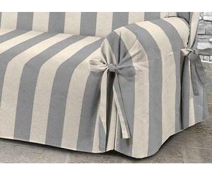 Copridivano Fodera Telo Protezione Divano Con Laccetti Fiocco Riga Larga Grigio