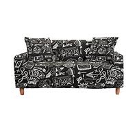 Copridivano Gamer Bianco Grigio Nero Blu 3D Gamepad Stampa Copridivano Copridivano Elasticizzato Poliestere Antivegetativa Sofa Cover 1/2/3/4 Sedile Opzionale (Nero,3 Posti/190-230 cm)