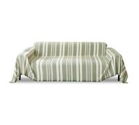 Copridivano grande reversibile multifunzionale per divano a 2-3 posti, protezione per mobili con nappe decorative, 180 x 380 cm, elegante copridivano verde