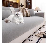 Copridivano grigio morbido con supporto antiscivolo, lavabile in lavatrice, federa separata per divani a 2, 3, 4, 5 posti, resistente ai graffi per gatti, 70 x 150 cm