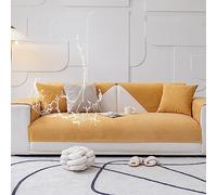Copridivano Impermeabile 1 2 3 4 Posti Fodera Divano Antiscivolo Per Angolare E Penisola A L/U sofa Copridivani Universale In Pelle Tessuto Legno Massello Per Protezione Dei Mobili(90X160cm,Yellow)