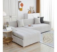 Copridivano Impermeabile Copertura Divano Angolare Chaise Longue 3 2 4 Posti Con Penisola,Elasticizzato Salvadivano Forma Di L Antiscivolo Per Cane Animali Antigraffio(Light gray,145cm-185cm(1pcs))