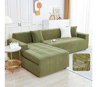 Copridivano Impermeabile Copertura Divano Angolare Chaise Longue 3 2 4 Posti Con Penisola,Elasticizzato Salvadivano Forma Di L Antiscivolo Per Cane Animali Antigraffio(Green,90cm-140cm (1pcs))