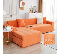 Copridivano Impermeabile Copertura Divano Angolare Chaise Longue 3 2 4 Posti Con Penisola,Elasticizzato Salvadivano Forma Di L Antiscivolo Per Cane Animali Antigraffio(Orange,145cm-185cm(1pcs))