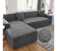 Copridivano Impermeabile,Copri Divano Angolare Elasticizzato con Penisola A Sinistra/Destra,Copertura Divano a L Antigraffio,Jacquard Chaise Longue Fodera per Divano (GreyB, ChaiseLongue+3seats)