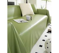 Copridivano impermeabile in pelle sintetica per divano componibile a 2 posti e futon a forma di L, lavabile, verde, 180 x 350 cm, protezione per mobili elegante e durevole