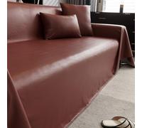 Copridivano impermeabile in pelle sintetica per divano componibile e loveseat a forma di L, lavabile, colore: rosso vino, 180 x 350 cm