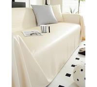 Copridivano impermeabile in pelle sintetica per divano componibile e Loveseat Slipcover a forma di L, lavabile, copertura futon color crema 180 x 358 cm