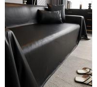 Copridivano impermeabile in pelle sintetica per divano componibile e Loveseeeeat, lavabile, a forma di L, copertura futon, colore nero, 180 x 334 cm, protezione durevole per mobili