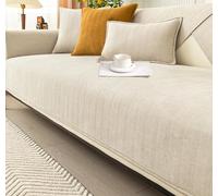 Copridivano in Chenille Morbido - Antiscivolo, Lavabile e Compatibile con Animali Domestici - Adatto a Stili Molteplici - Colori Moderni per la Decorazione della Casa (Beige Grano (A), 110×110cm)