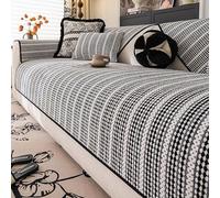 Copridivano in Ciniglia A 1/2/3/4 Posti, Copridivano Antiscivolo Telo Salva Divano Universale, per Seduta, per Divano, Cane, Gatto(Black,110x210cm)