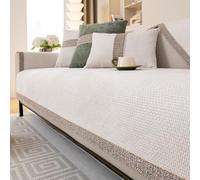 Copridivano in ciniglia, a forma di L, antipolvere, per divani a 1/2/3 posti, spesso, antiscivolo, per mobili, beige, 110 x 160 cm, accessori per la casa alla moda