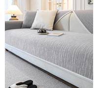 Copridivano in Ciniglia a Righe Antiscivolo Lavabile, Copridivano Universale Angolare per 1/2/3/4/5 posti - Adatto Tutte Le Stagioni, Protezione per Animali Domestici(Grigio,110x260cm)