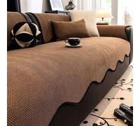 Copridivano in Ciniglia a Spina di Pesce Antiscivolo 1 2 3 4 Posti Penisola Braccioli Copri Divano Universale Antimacchia Copripoltrona Futon Casa Soggiorno