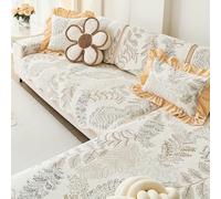 Copridivano in ciniglia con gonna, copridivanos a forma di balza in stile francese Copridivano componibile reclinabile a forma di L Brown 70 * 150cm/27.56 * 59.06in