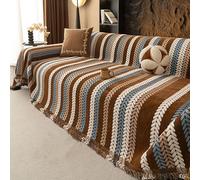 Copridivano in ciniglia con nappe, protezione moderna per mobili per cani, elasticizzato, per divani a 2, 3, 4 e 5 posti, elegante decorazione per la casa