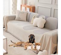 Copridivano in ciniglia double face, Telo for divano in ciniglia double face, Copridivano in ciniglia Four Seasons, Copridivano in ciniglia antiscivolo Coperta for animali domestici ( Color : Beige ,