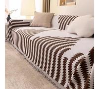 Copridivano in Ciniglia Grande Formato, Coperta Multifunzionale con Bordo a Nappe per Divani 1/2/3/4 posti, Telo Arredo Anche per Letto o Picnic, Animali Domestici(Marrone,180x180cm)