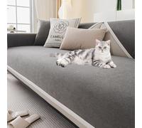 Copridivano in Ciniglia Impermeabile, Antiscivolo E Lavabile, per Divani A 2-3 Posti, Adatto Anche A Cani E Gatti, Ideale Come Copridivano per Il Soggiorno. Grey 110x210cm