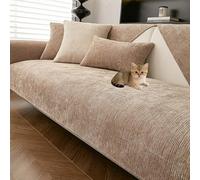 Copridivano in ciniglia Lavabile, Spesso e Morbido, Protettivo per Divano, Antiscivolo, per Divano componibile in Pelle, Adatto agli Animali Domestici (Grigio, 35,4" x 102"), caffè 43,3 x 10
