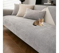 Copridivano in ciniglia Lavabile, Spesso e Morbido, Protettivo per Divano, Antiscivolo, per Divano componibile in Pelle, Adatto agli Animali Domestici (Grigio, 35,4" x 102") Grigio 43,3 x 94