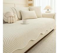 Copridivano in Ciniglia Morbida, Copridivano AntiGraffio per Gatti, Antiscivolo e Lavabile per 1 2 3 4 5 Posti, Protezione Universale per Il Tuo Soggiorno(Beige,110x110cm)