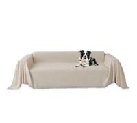 Copridivano in ciniglia, morbido, resistente, reversibile, moderno, universale, per divano a 1, 2, 3 e 4 posti, a forma di L, colore bianco sporco, 180 x 459 cm