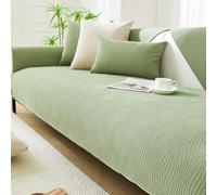 Copridivano in ciniglia per divano a 2, 3 e 4 posti, resistente ai gatti, moderno, spesso, antiscivolo, verde, 90 x 240 cm, elegante decorazione e protezione per la casa