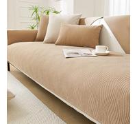 Copridivano in ciniglia per divano a 2 e 4 posti, resistente ai gatti, spesso e antiscivolo, protezione per mobili moderni, cachi, 110 x 160 cm, elegante copridivano per decorare la casa