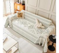 Copridivano in ciniglia stile boho, tessuto per tutte le stagioni, double-face, antigraffio, ideale per la decorazione della casa, lavabile, antiscivolo, adatto anche a chi ha cani (verde, 180x300 cm