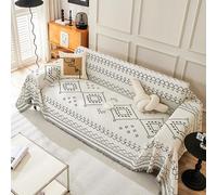 Copridivano in ciniglia stile boho, tessuto per tutte le stagioni, double-face, antigraffio, ideale per la decorazione della casa, lavabile, antiscivolo, adatto anche a chi ha cani (nero, 180x300 cm/