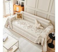 Copridivano in ciniglia stile boho, tessuto per tutte le stagioni, double-face, antigraffio, ideale per la decorazione della casa, lavabile, antiscivolo, adatto anche a chi ha cani (marrone, 180x340